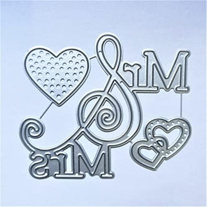 Letter Thank You Mr&Mrs Best Wishes Happy Anniversary Heart Metal Cutting Dies Stencil DIY Scrapbooking Embossing Tool DIY Paper Cards Album Decoration (Mr & Mrs) - Image 4