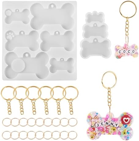 Dog Bone Silicone Mold Pet Tag Silicone Molds DIY Keychain Silicone Molds Kit for Epoxy Resin Crafts Christmas Earring Bracelet Necklace Jewelry Making by Spritewelry