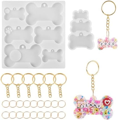 Dog Bone Silicone Mold Pet Tag Silicone Molds DIY Keychain Silicone Molds Kit for Epoxy Resin Crafts Christmas Earring Bracelet Necklace Jewelry Making by Spritewelry