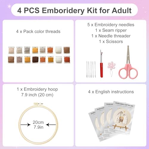 Huacan Embroidery Kit for Beginners with Tutorial Video & Gift Box - Image 2