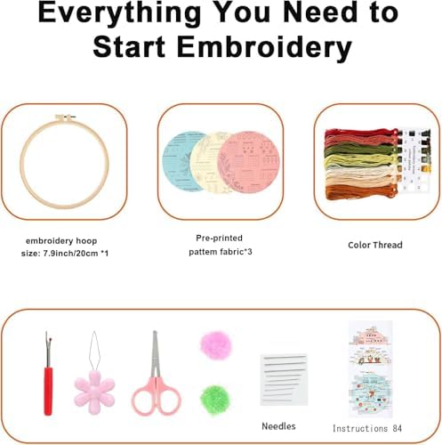 FEIYUENO 3 Pack Embroidery Sampler Kit for Beginners Adults (Plant) - Image 2