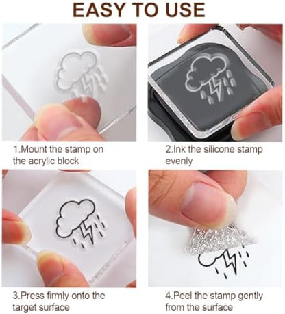 6Pcs Diary Journal Clear Stamps for Card Making, Star Rating Silicone Stamps for Crafting&DIY Scrapbooking, Weather & Reading Icons Journaling Decor - Image 5