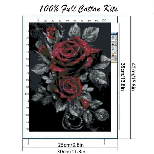 Flowers Stamped Cross Stitch Kits Flowers Cross Stitch Patterns,Dimensions Cross Stitch Kits Embroidery Kit Arts and Crafts for Beginners 15.7x11.8 inch - Image 2