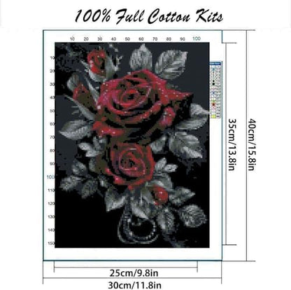 Flowers Stamped Cross Stitch Kits Flowers Cross Stitch Patterns,Dimensions Cross Stitch Kits Embroidery Kit Arts and Crafts for Beginners 15.7x11.8 inch - Image 2