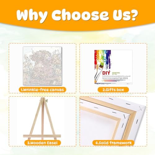 Highland Cow Paint by Numbers Kit for Adults with Frame & Easel 8x8inch - Image 7