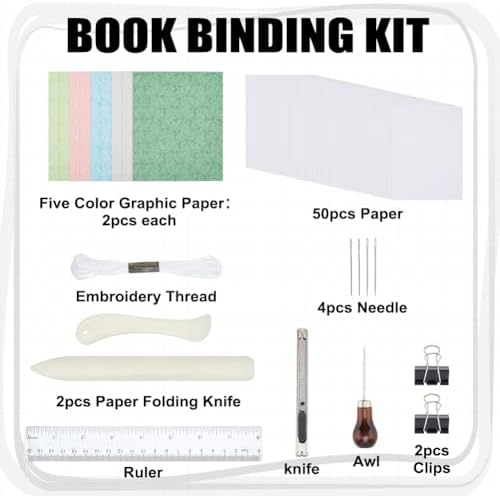 WEBEEDY 4 Sets DIY Bookbinding Kit Complete Book Making Kit DIY Writing Journal Set Bookbinding Starter Kit for Adults Beginners Work Note Taking Travel Business Personal Diary,8X6/15X21cm(A5) - Image 2