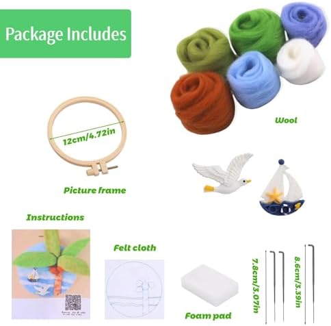 Hilsayum Wool Painting Kit Needle Felting Kit Wool Felt Painting Gifts for Adults,Needle Felt Supplies for Beginners,Home Decoration - Image 2