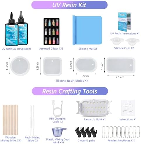 KISREL 200g UV Resin Kit with Light, Big 22 LED Beads Fast Curing Resin - Image 2