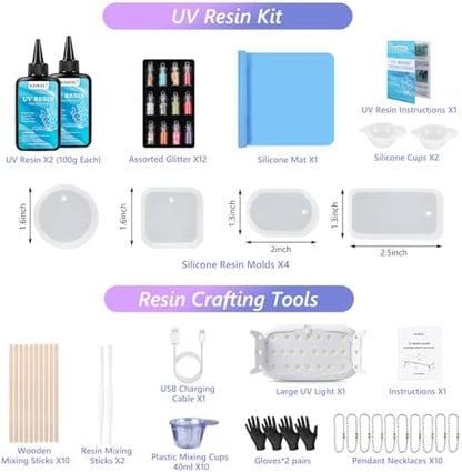 KISREL 200g UV Resin Kit with Light, Big 22 LED Beads Fast Curing Resin - Image 2