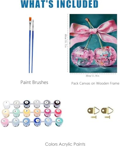Pink Cherry Paint by Numbers Kit for Adults, Color By Numbers for Adults - Image 3