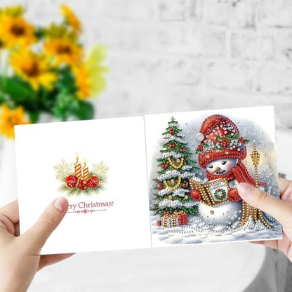 6 pcs Diamond Art Painted Greeting Cards, Moose Snowman 5D DIY Special Shape Diamond Card Creative Gifts, Christmas Thanksgiving Greeting Card Congratulation - Image 4