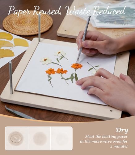 Wakhow Flower Press Kit, 11" x 11" Large Wooden Flower Press for Adult Teen - Image 5
