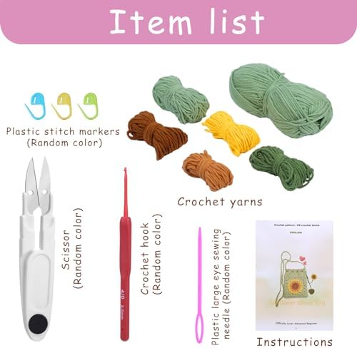 Pnytty Crochet Kit for Beginners, Sunflower Phone Bag Crochet Kit for DIY - Image 2