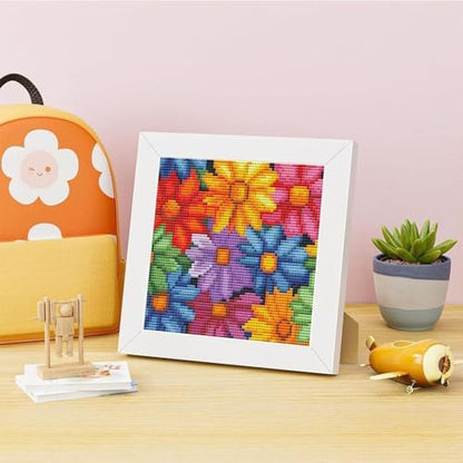 Colorful Daisies Stamped Cross Stitch Kits for Adults Beginners with Frame - Image 2