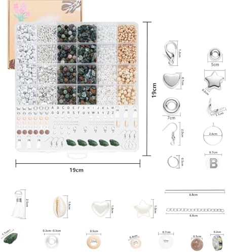 Xyliise Bracelet Making Kit Natürliche Perlen Set for Adults Beads for Bracelets Silver Jewelry Making Supplies DIY Jewelry Necklace Earrings (CZ006-Agate) - Image 3