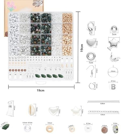 Xyliise Bracelet Making Kit Natürliche Perlen Set for Adults Beads for Bracelets Silver Jewelry Making Supplies DIY Jewelry Necklace Earrings (CZ006-Agate) - Image 3