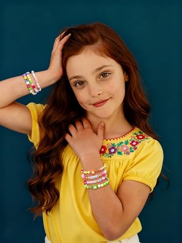 MINIMISSMIANYC 594PCS Bead Bracelet Making Kit for Kids,Colorful Pony Beads Pearl Shell Flower Evil Eyes Star Carft Friendship Bracelet Necklace Jewelry Making Supplies Kit Gifts for Boys Girls Women - Image 3