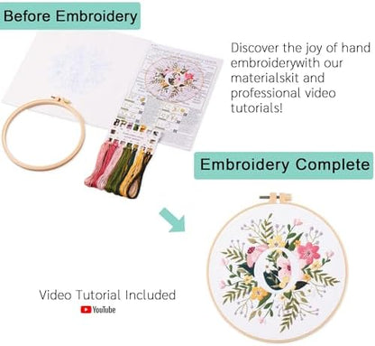 Harimau Letter Pattern O Embroidery Kit for Adult Beginners, Complete Starter Pack with 1 Hoop, Needles, Instruction Guide & Embroidery Stitch Video Tutorials - Image 3
