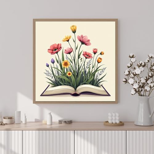 Artunion Framed Paint by Numbers Kit for Adults Beginners & Kids Ages 8-12,Books Easy Paint by Number with Frame,Flower Paint by Numbers Kit on Canvas 10 * 10 Inch Without Easel - Image 2