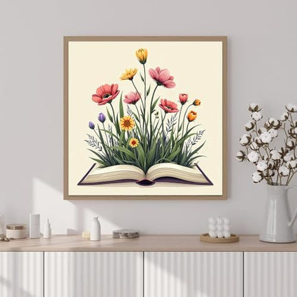 Artunion Framed Paint by Numbers Kit for Adults Beginners & Kids Ages 8-12,Books Easy Paint by Number with Frame,Flower Paint by Numbers Kit on Canvas 10 * 10 Inch Without Easel - Image 2