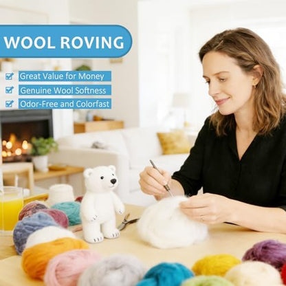 VNAKER 3.4oz Needle Felting Wool Blue for DIY Needle Craft Enthusiasts - Image 3