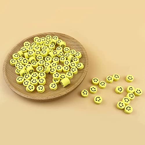 100pcs Mixed Polymer Clay Spacer Beads for Women Jewelry Making DIY Bracelet Necklace Hair Clip Accessories (Yellow Smile Face) - Image 5