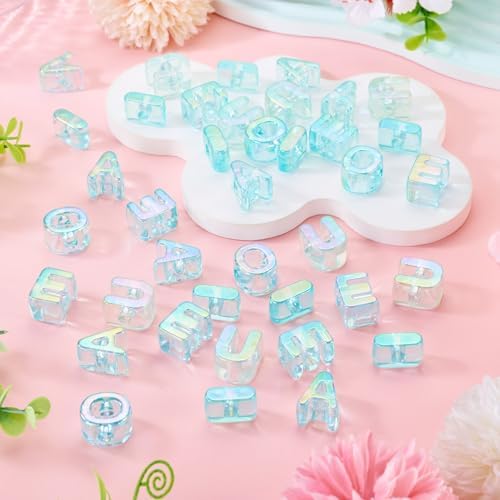 FASHEWELRY 50Pcs Vowel Large Letter Beads, 20mm Big Acrylic Alphabet Beads, Large Hole Paracord Bead for Bracelets Necklaces Bag Charms Shoelaces Keychains Lanyards (Sky Blue) - Image 6