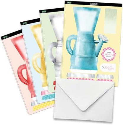 Katy Sue Watering Can Blossoms & Blooms Card Making Kit. 8 Shaped Cards, 3 Sheets of Floral Die Cut Decoupage, 8 Envelopes, Adhesive Foam Pads, & Instructions. For Card Making Supplies & Card Crafting - Image 4