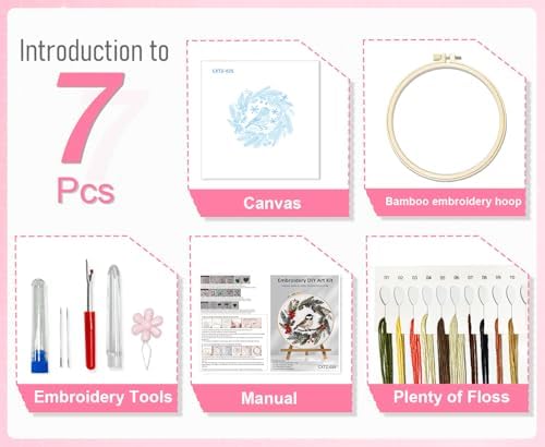 Huacan Embroidery Kit for Beginners Easy Needlepoint Kits for Adults with Stamped Embroidery Patterns. (Bird) - Image 2