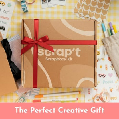 Scrapbook Kit - 80 Page Photo Album DIY Scrapbook - Holds 300+ Photos, with Metallic Pens, 150+ Stickers, Glue Pen, Washi Tapes, Backing Paper, Photo Corner Stickers (Starter Kit - 8 x 8 Inch, Kraft) - Image 5
