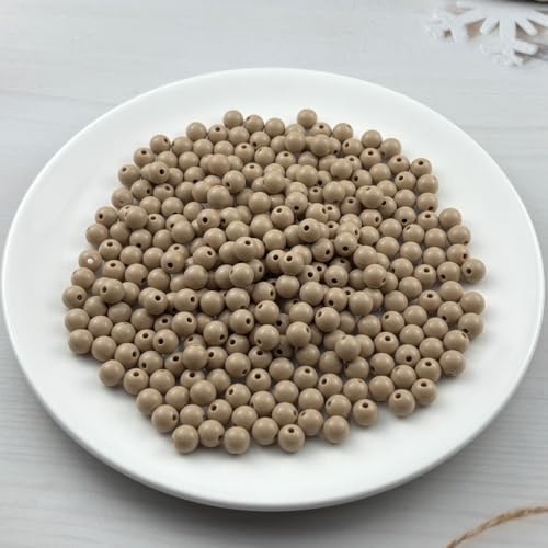 300pcs Acrylic Round Beads for Crafts 8mm Resin Candy Color Spacer Beads with Hole for Jewelry Making Sewing Crafts Decoration Necklaces Bracelets Earrings Supplies(Light Brown) - Image 2