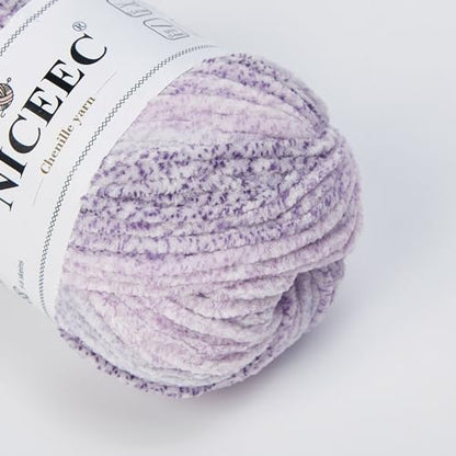 NICEEC 6 Skeins Soft Chenille Yarn 6x85m(6x93yds,6x50g)_Foggy Purple - Image 3