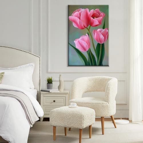 ATDMS Paint by Numbers Kit for Adults with Frame Flowers Paint by Number with Easel DIY Tulip Adult Paint by Number Kits Oil Painting Kits for Gift Home Wall Decor 8x12 Inch - Image 2