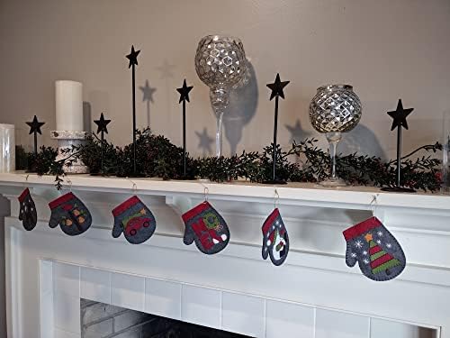 Charcoal Mittens | Felt Applique Christmas Ornament Kit | 6 DIY Christmas Ornament Mittens | 4" x 4.5" - Image 6
