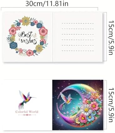 DIY Diamond Greeting Cards Set, 5D DIY Diamond Art Painting Festival Style Greeting Card, DIY Christmas Card Making Kits for Family Friends Handmade Gift-#10-6PC Hummingbird - Image 2