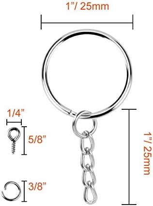 Paxcoo 100Pcs Keychain Rings with Chain and 100 Pcs Screw Eye Pins Bulk for Crafts - Image 3