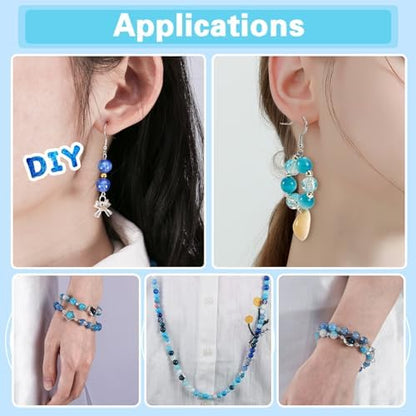 Glass Beads for Jewelry Making, 18 Colors Bead Bracelet Making Kit Including 2-8mm Bead spacers, Blue Round Beads for DIY Jewelry Making Supplies for Adults, Bracelet Necklace Earring Making kit - Image 2