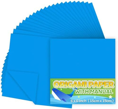 Praisebank Dark Blue Origami Paper, 220pcs 6x6 inch, Double Sided Color, Origami Paper Kit for Crafts, Origami Kit. by Praisebank