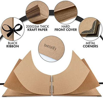 10 x 10 Inches Scrapbook Album For 4 x 6, 8 x 10 Pictures, 70 Pages, Brown - Image 3