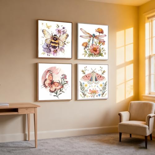 VIGEGU 4 Pack Insect Paint by Numbers Kit for Adults Beginner with Framed - Image 3