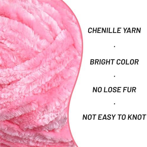 Chenille Velvet Soft Yarn Pink 1 Pack - Image 2