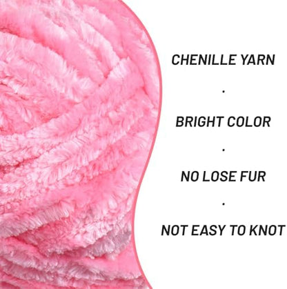 Chenille Velvet Soft Yarn Pink 1 Pack - Image 2