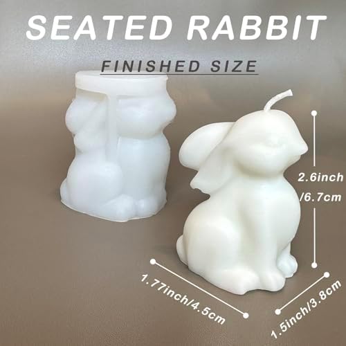 1pcs 2.6inch Bunny Silicone Molds for Soap Candle Making, 3D Animal Rabbits Reusable Silicone Molds for Wax, Chocolate DIY Molds (Bunny 1 Pack) - Image 3