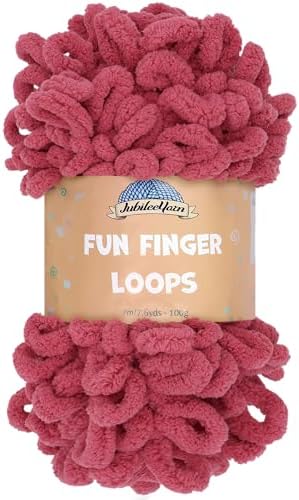 JubileeYarn Fun Finger Loops Yarn - Dusty Maroon - 1 Skein by BambooMN