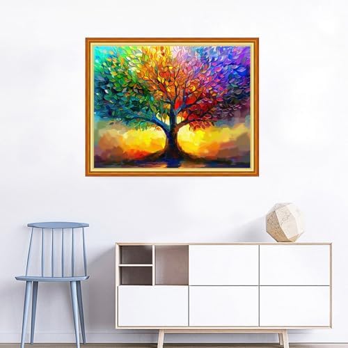 Joyhoor Cross Stitch Kits for Beginners Stamped Cross-Stitch Supplies Needlework preprint Embroidery Kits for Adults DIY Needlepoint Kits Embroidery Patterns 11CT-Colorful Tree 16x20 inchs - Image 2