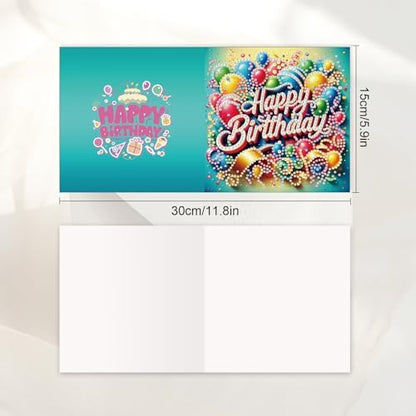 JISHSHAY 6 PCS Diamond Painting Greeting Cards Birthday Cake Diamond Art Happy Birthday Cards with Envelopes Gem Art Mosaic Kits for Adults, for Anniversary Valentine Thank You Graduation All-Occasion - Image 2