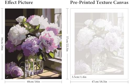 Fountor Flower Paint by Numbers Kit for Adults Beginner 16x20 Inch - Image 3