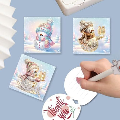 DIY Diamond Greeting Cards Set Christmas, 5D DIY Diamond Art Painting Greeting Card, DIY Christmas Card Making Kits for Family Friends Handmade Gift-#26-Snowman - Image 5