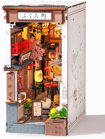 Rolife Book Nook Kit Sakura Wine Alley, 3D Wooden Puzzle Booknook for Bookshelf Decor, Japanese-Inspired Sakura Theme Creative DIY Miniature Dollhouse Kit, Crafts Gifts for Adults, Teens & Book Lovers by Rolife