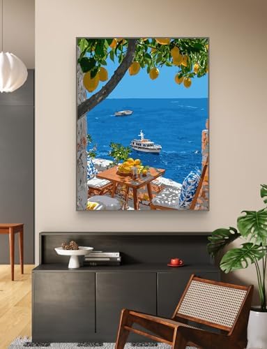 ZRIZQ Paint by Numbers Kit for Adults Beginner,Lemon Tree Sea,16x20 - Image 6